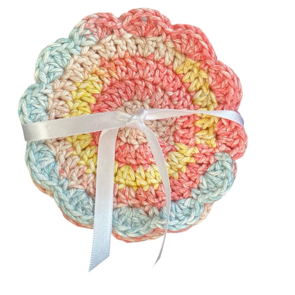 Handcrafted Crochet Coasters set of 4 Pastel colors